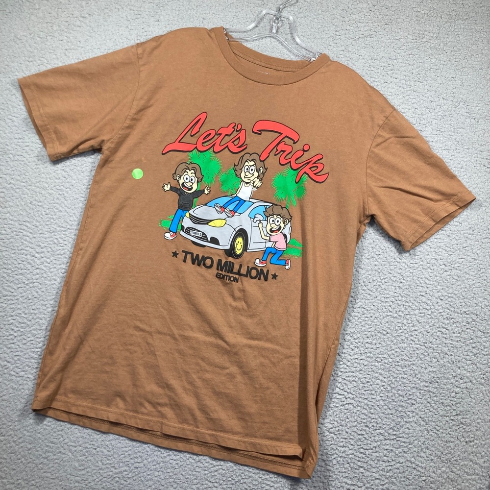Lets Trip Two Million Edition Graphic Tee T-Shirt Men Med Brown Sturniolo‎ FLAW
